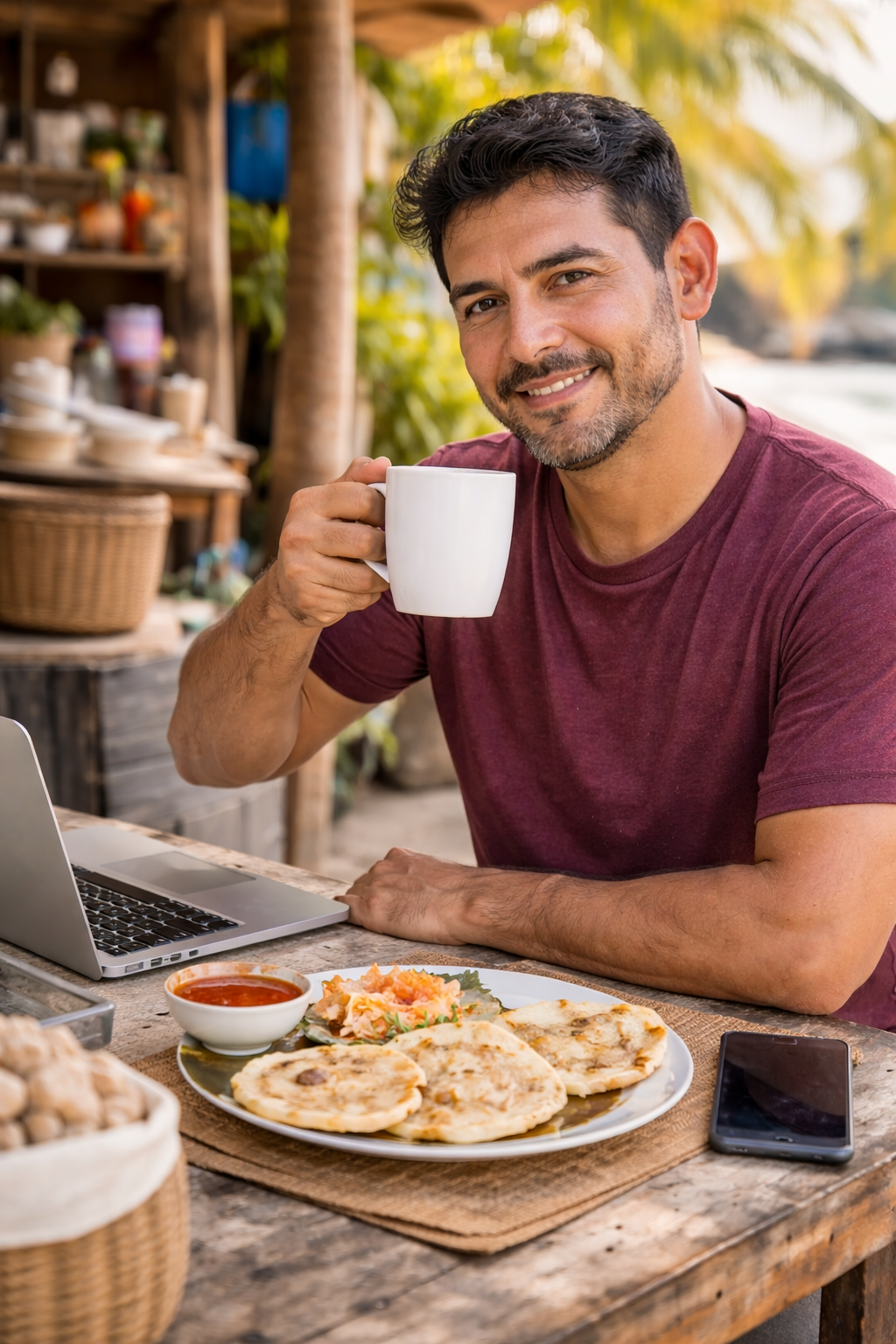 Vendedor salvadoreño revisando su negocio en Mitienda.com.sv