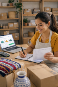 Vendedor salvadoreño revisando requisitos para vender en Mitienda.com.sv