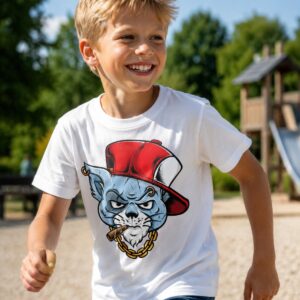 ¡Camiseta infantil genial para niños con un gato con mucha personalidad!