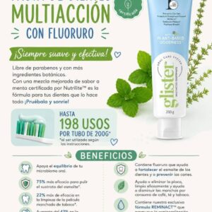 pasta dental con fluoruro multiaccion concentrado glister de 200g